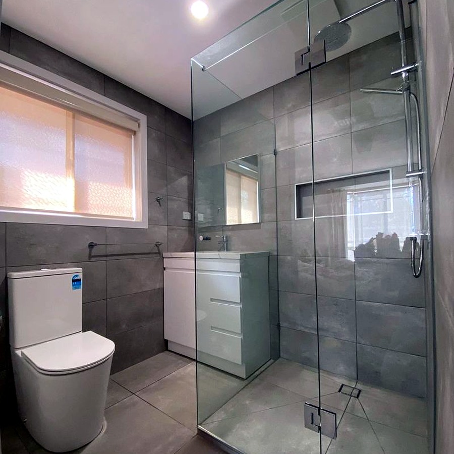 Bathroom renovation with glass shower screen