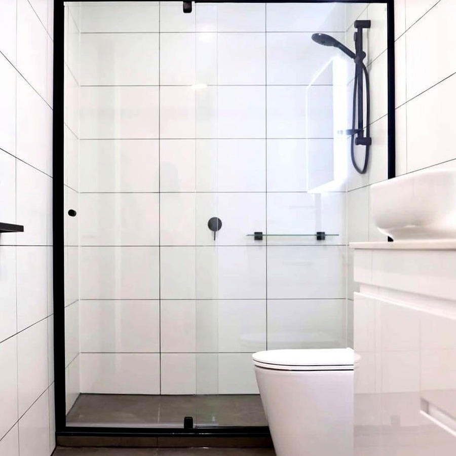 Bathroom renovation, monochrome finish