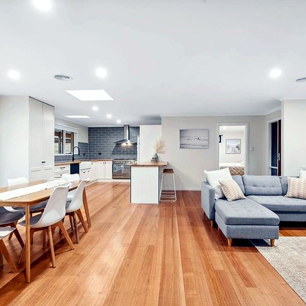 Open-plan kitchen and living renovation, Melbourne